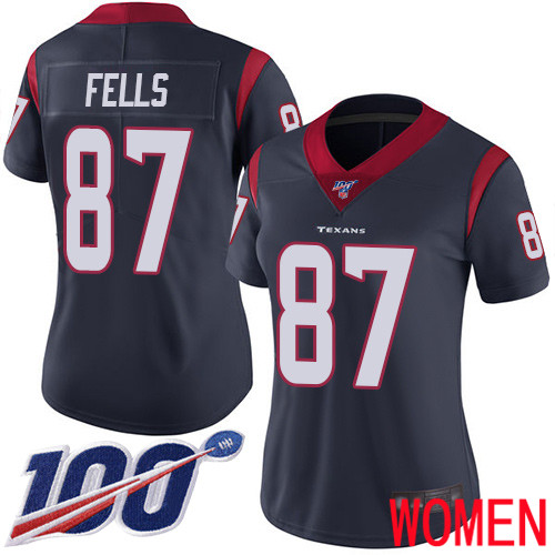 Houston Texans Limited Navy Blue Women Darren Fells Home Jersey NFL Football #87 100th Season Vapor Untouchable